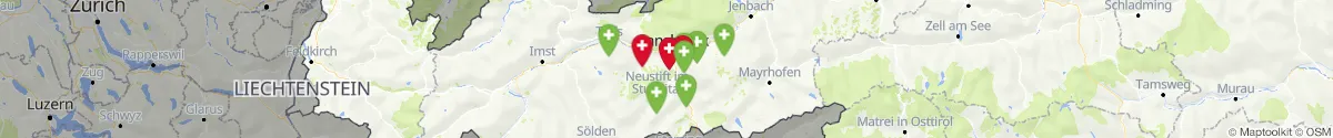 Kartenansicht für Apotheken-Notdienste in der Nähe von Innsbruck  (Land) (Tirol)